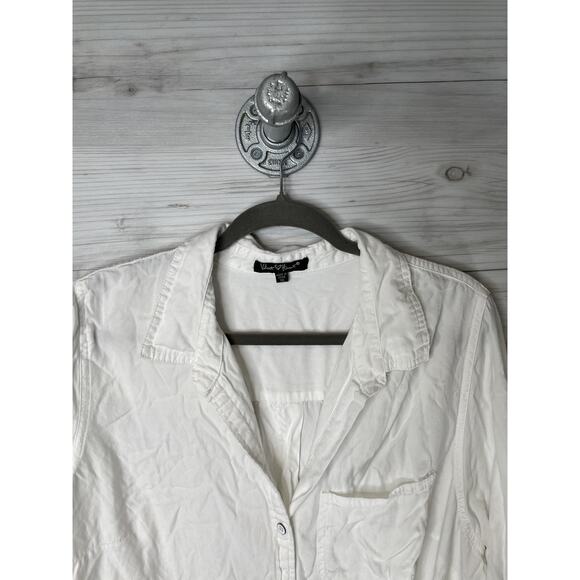 Velvet Heart Shirt Womens 1X White Tencel Button Front Long Sleeve Roll Tab Soft - Picture 2 of 9